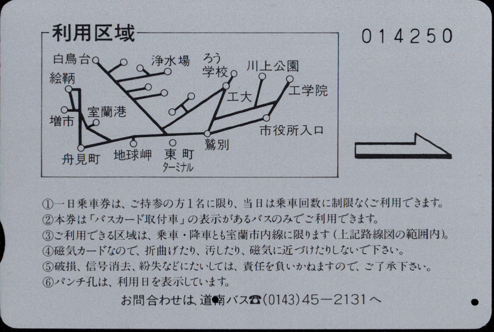 道南バス 室蘭市内 １日乗車券カード