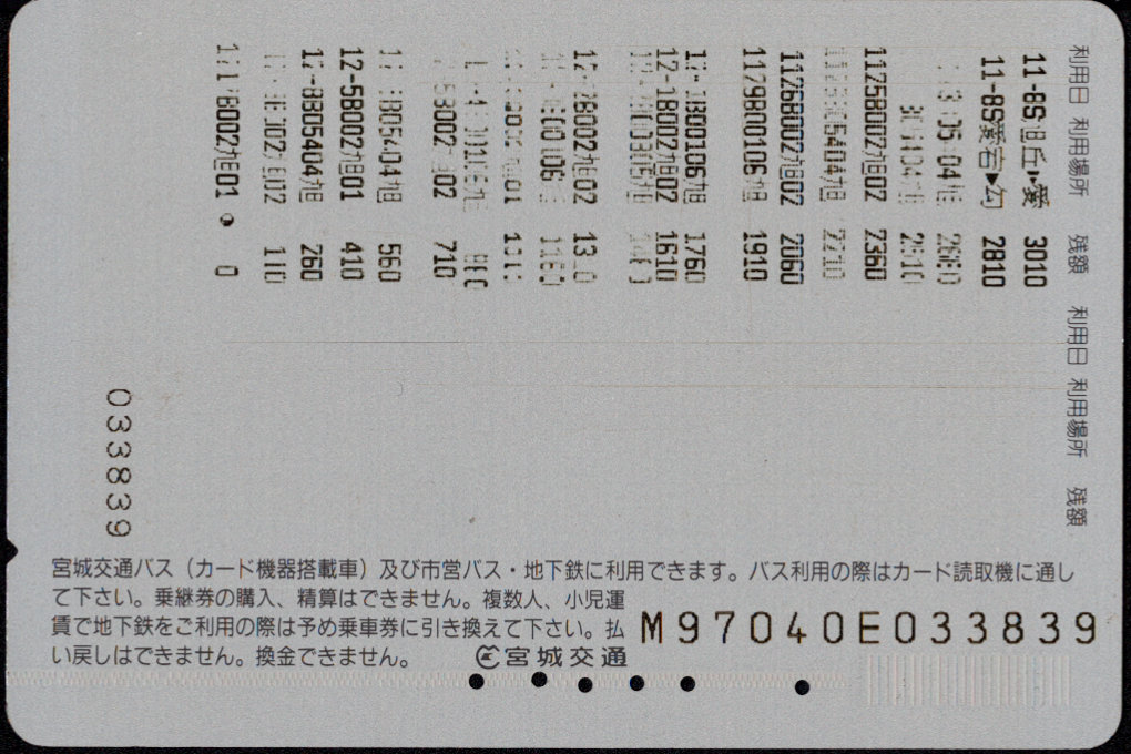 宮城交通 SkipCARD Joy