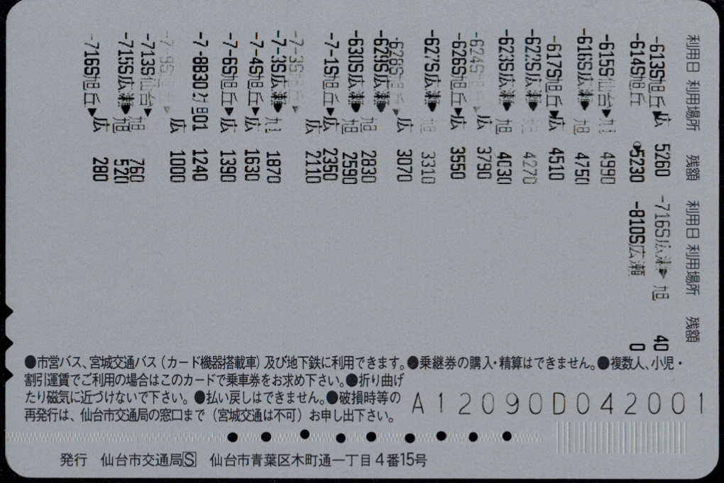 仙台市交通局 SkipCARD Joy