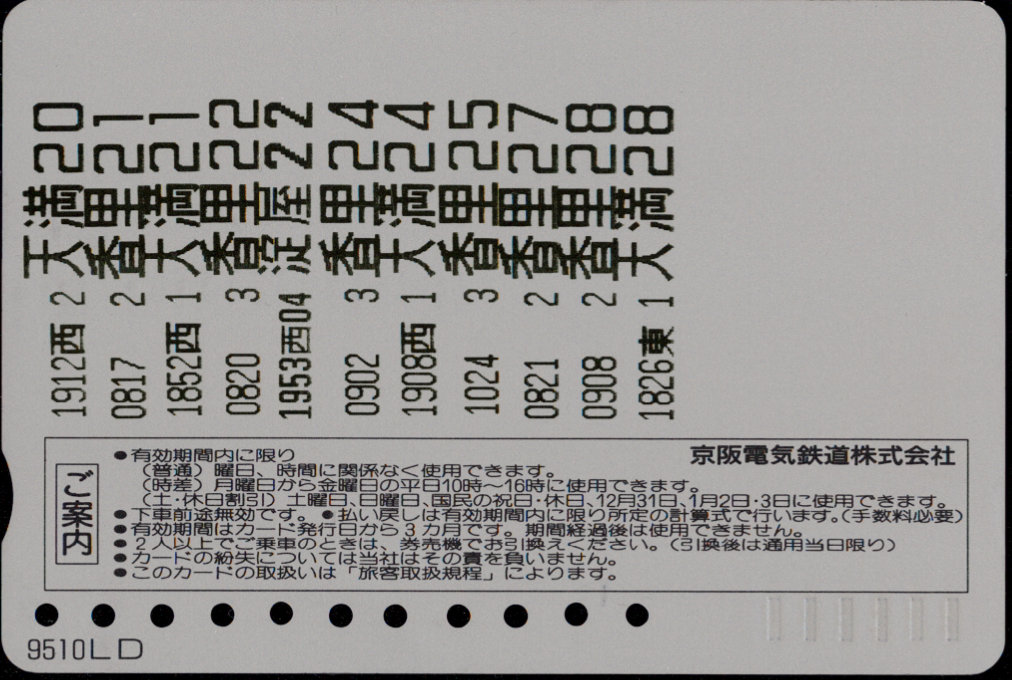 京阪電気鉄道 回数券カード