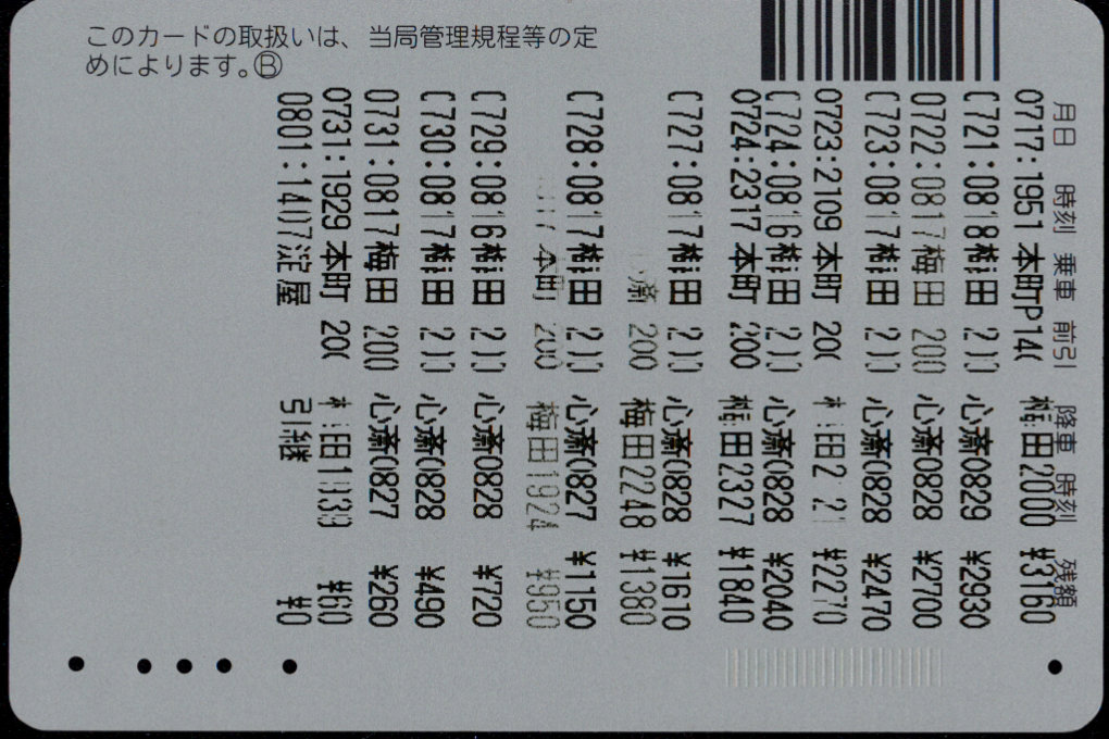 大阪市交通局 回数カード