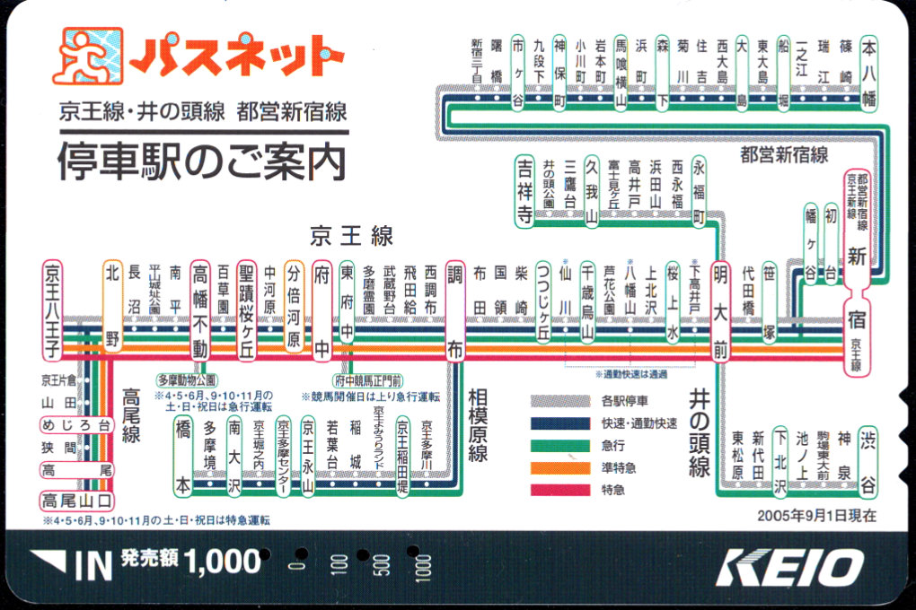 京王電鉄 パスネット 普通カード [路線図]