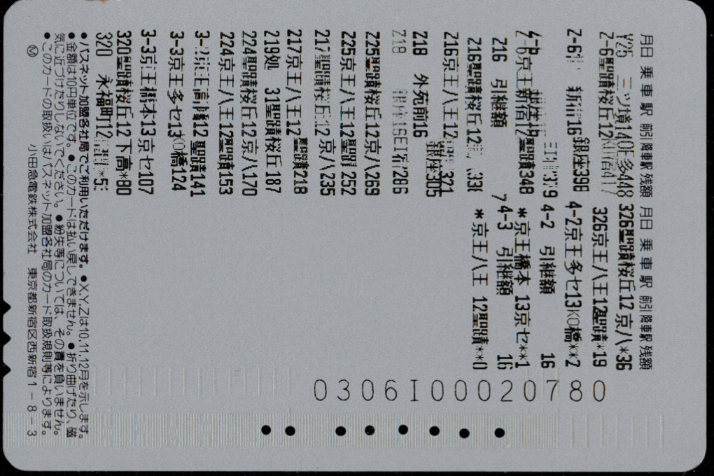 小田急電鉄 パスネット 記念カード [車掌区]