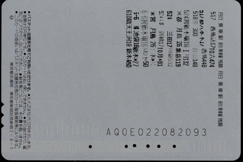 東京都交通局 パスネット Tカード [普通][標準]