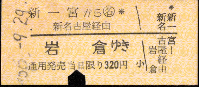 名古屋鉄道 Uターン乗車券