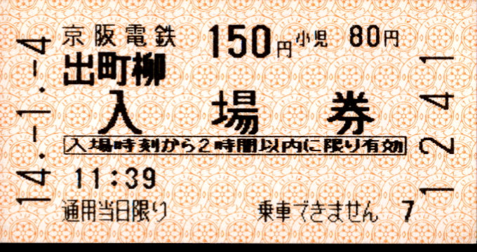 京阪電気鉄道 軟券入場券
