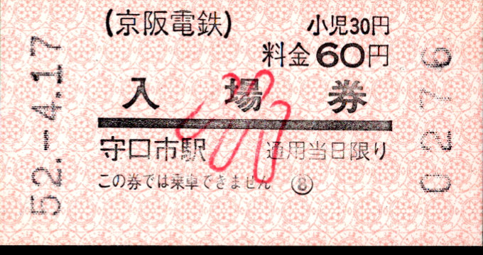 京阪電気鉄道 軟券入場券