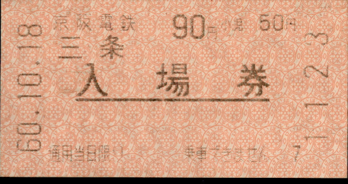 京阪電気鉄道 軟券入場券