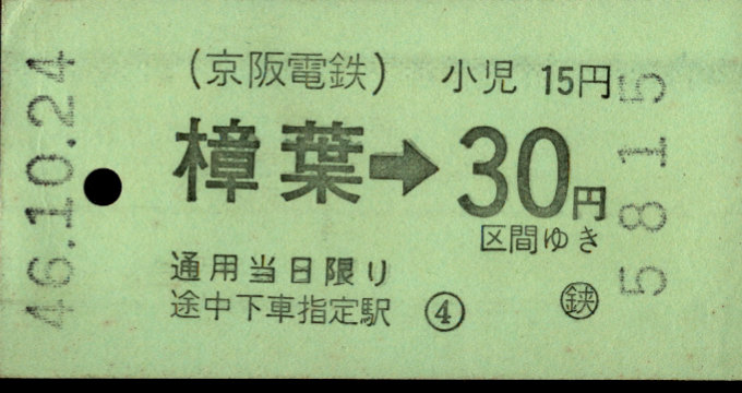 京阪電気鉄道 金額式 自動改札機試行券