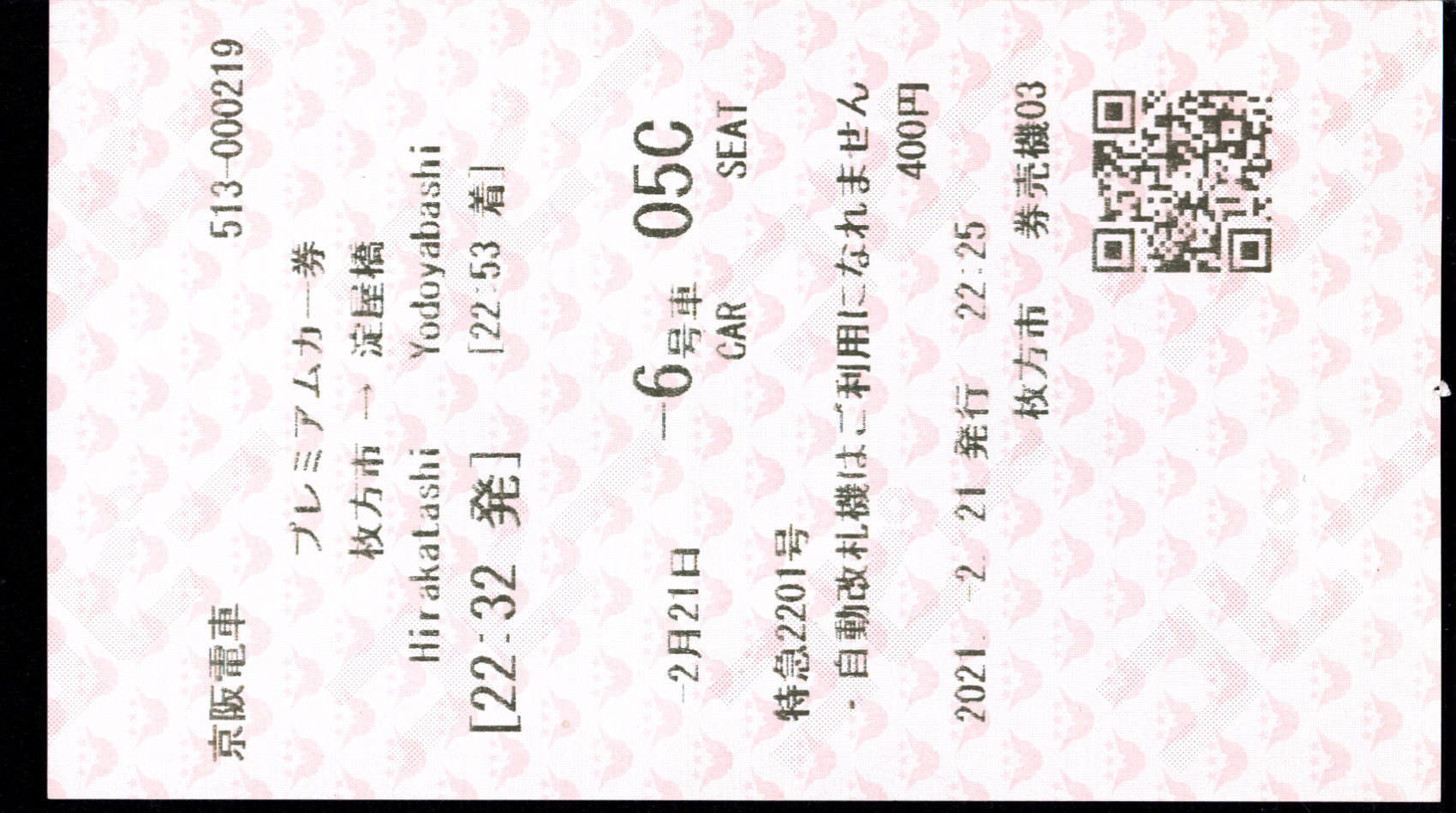 京阪電気鉄道 プレミアムカー券