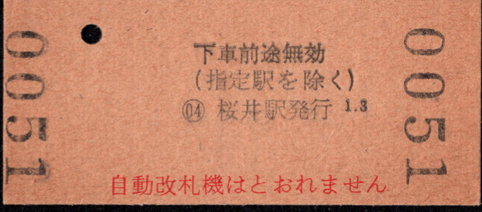 近畿日本鉄道 金額式 硬券乗車券