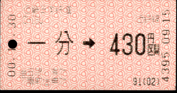 近畿日本鉄道 金額式 軟券乗車券(感熱)