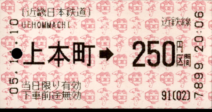 近畿日本鉄道 金額式 軟券乗車券(感熱)