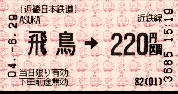 近畿日本鉄道 金額式 軟券乗車券(感熱)