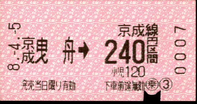 京成電鉄 端末乗車券
