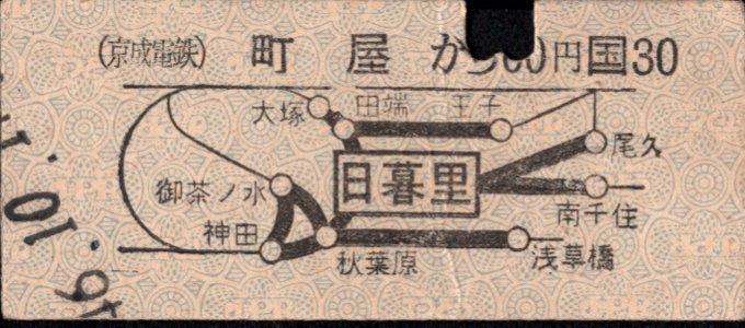 京成電鉄 地図式連絡券