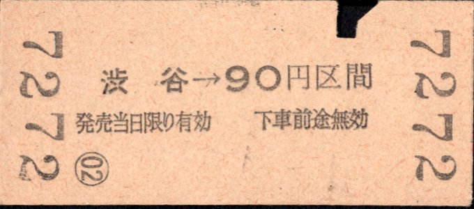 京王帝都電鉄 金額式 硬券乗車券