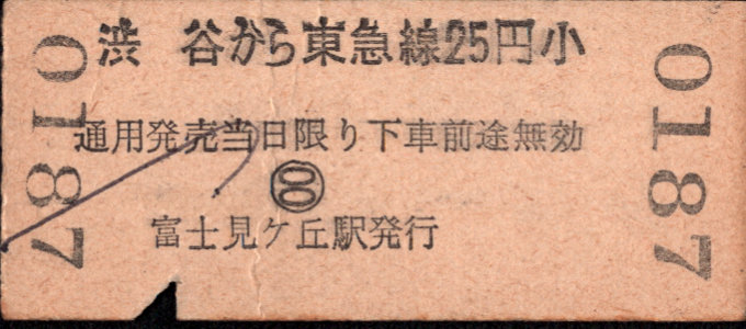京王帝都電鉄 連絡乗車券 [硬券]