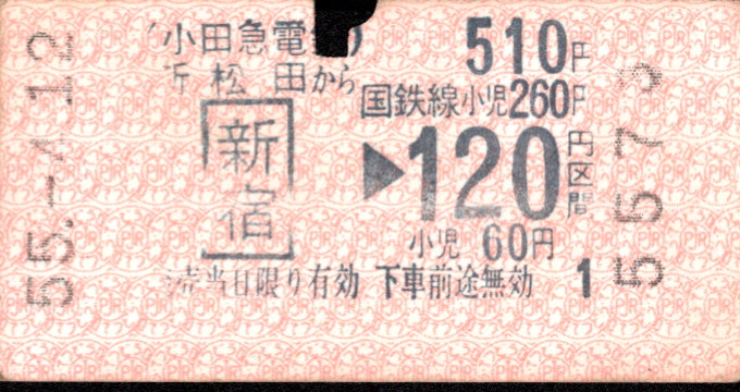 小田急電鉄 金額式 乗車券