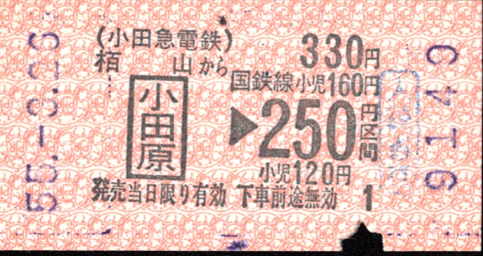 小田急電鉄 金額式 乗車券
