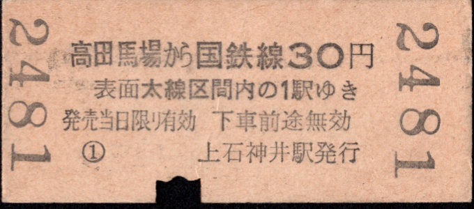 西武鉄道 連絡券