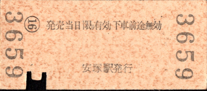 東武鉄道 金額式 硬券乗車券