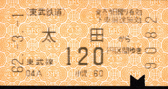 東武鉄道 金額式 軟券乗車券[自]