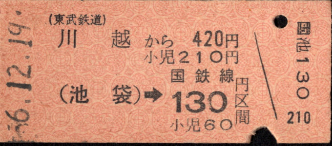 東武鉄道 連絡券[常備]