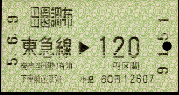 東京急行電鉄 金額式 軟券乗車券[感熱]