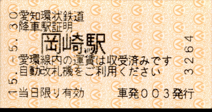 愛知環状鉄道 証明書(降車駅証明書)