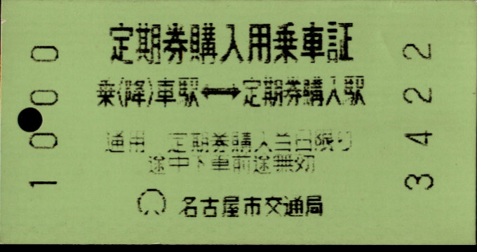名古屋市交通局 証明書(乗車証)