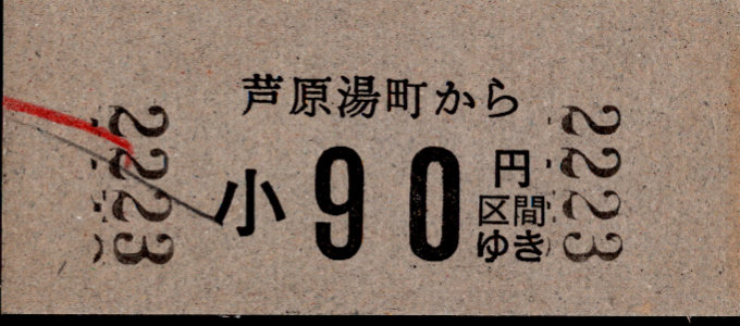 京福電鉄(福井支社) 金額式 硬券乗車券
