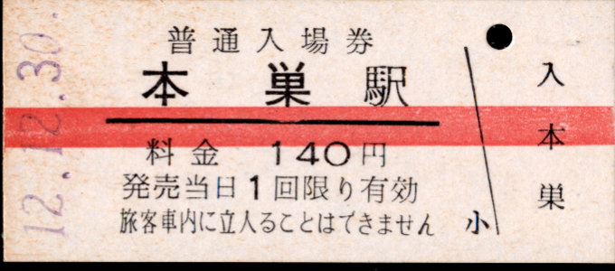 樽見鉄道 硬券入場券