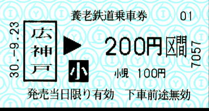 養老鉄道 金額式 軟券乗車券