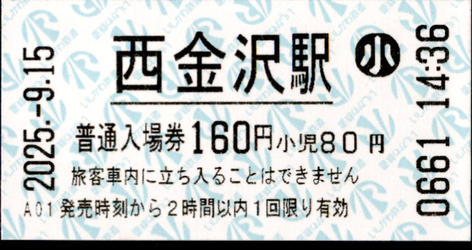 IRいしかわ鉄道 軟券入場券