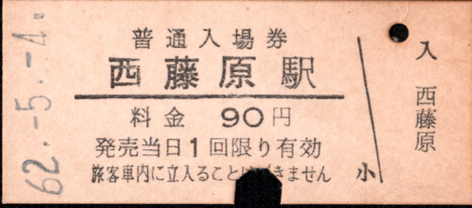 三岐鉄道(本線) 硬券入場券