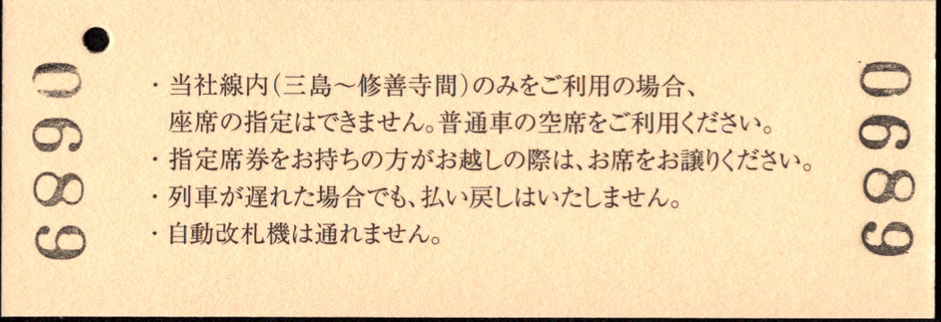 伊豆箱根鉄道(駿豆) 特急券