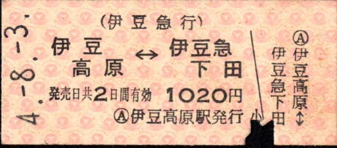 相互式 硬券乗車券