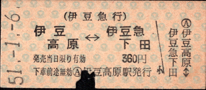 相互式 硬券乗車券