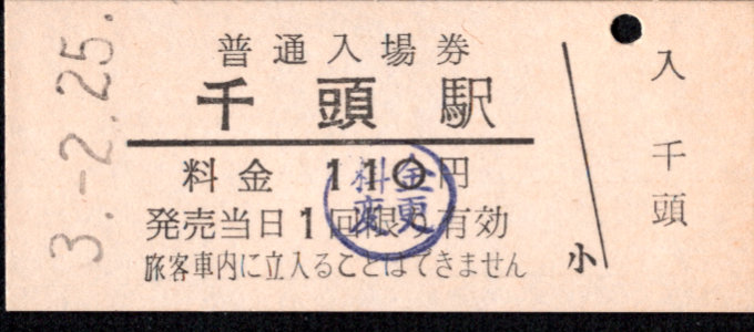 大井川鉄道 硬券入場券