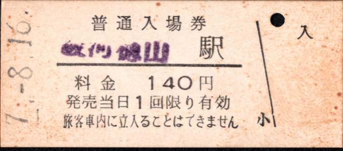 大井川鉄道 硬券入場券
