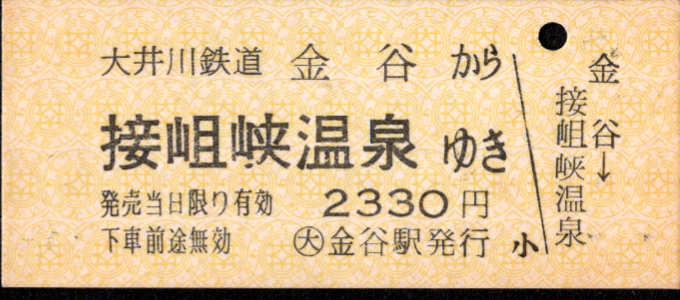 大井川鉄道 一般式 硬券乗車券