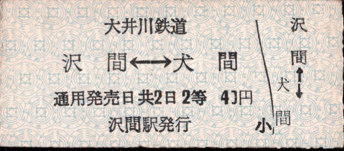 大井川鉄道 相互式 硬券乗車券 [等級制]