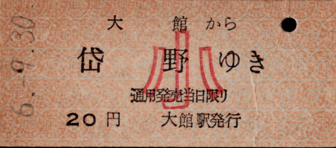 同和鉱業小坂鉄道 各駅乗車券