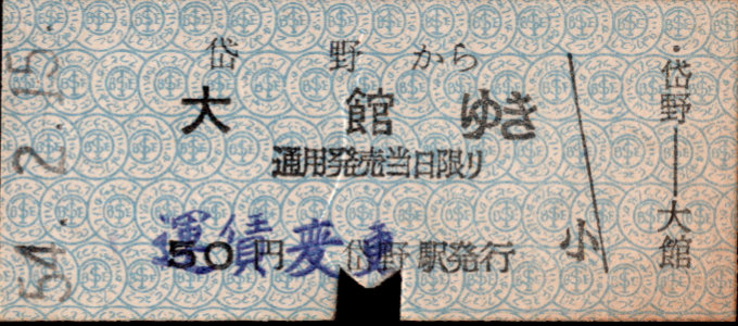 同和鉱業小坂鉄道 各駅乗車券