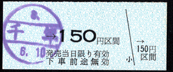 弘南鉄道(大鰐線) 金額式 硬券乗車券
