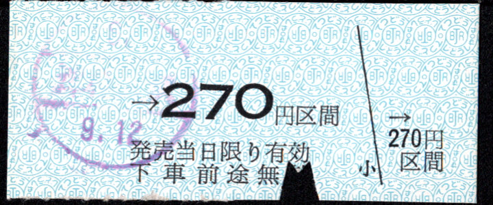 弘南鉄道(大鰐線) 金額式 硬券乗車券