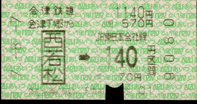 会津鉄道 連絡乗車券