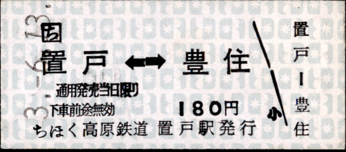 北海道ちほく高原鉄道 相互式 硬券乗車券