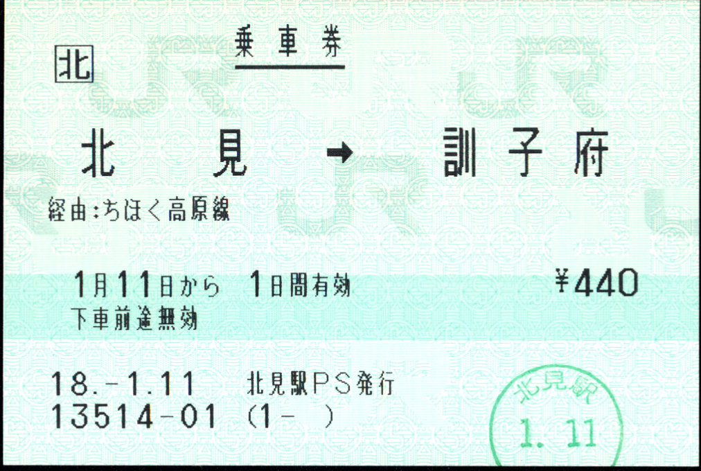 北海道ちほく高原鉄道 ＪＲ発売券